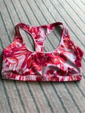 JustFab Pink and Coral Floral Active Bra
